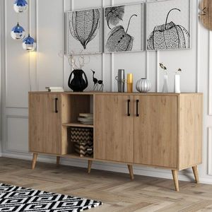 Consola, Mezza, Exxen, 180 x 80 x 45 cm, pal melaminat, stejar imagine