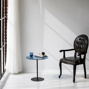 Masa de colt, Neostill, Chill-Out, 50 x 50 x 50 cm, sticla temperata/metal, negru/albastru imagine