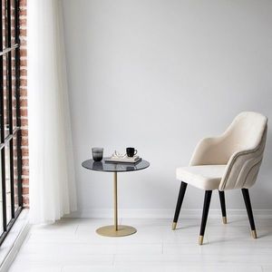 Masa de colt, Neostill, Chill-Out, 50 x 50 x 50 cm, sticla temperata/metal, auriu/gri inchis imagine