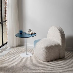 Masa de colt, Neostill, Chill-Out, 50 x 50 x 50 cm, sticla temperata/metal, alb/albastru imagine