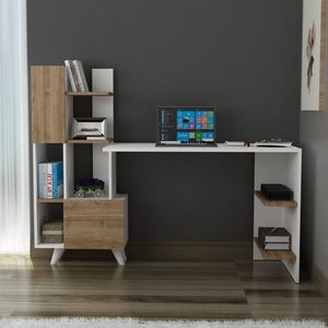 Birou, Coraline, Alis, 170 x 120 x 60 cm, pal melaminat, alb/nuc imagine