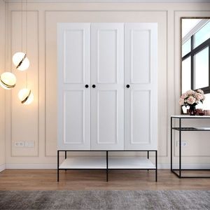 Dulap pentru haine, Comforty, Martin 3, 126 x 200 x 50 cm, pal melaminat, alb imagine