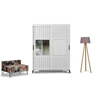 Dulap pentru haine, Comforty, Pasific, 140 x 216 x 60 cm, pal melaminat, alb lucios imagine