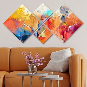 Set 4 tablouri decorative, 4MDF1040210842, MDF, Imprimat UV, Multicolor imagine