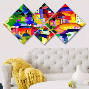 Set 4 tablouri decorative, 4MDF139340951, MDF, Imprimat UV, Multicolor imagine