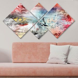 Set 4 tablouri decorative, 4MDF13964008, MDF, Imprimat UV, Multicolor imagine