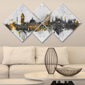 Set 4 tablouri decorative, 4MDF1580766238, MDF, Imprimat UV, Multicolor imagine