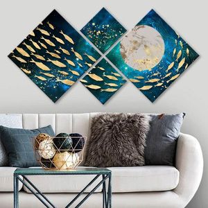 Set 4 tablouri decorative, 4MDF1613488855, MDF, Imprimat UV, Multicolor imagine