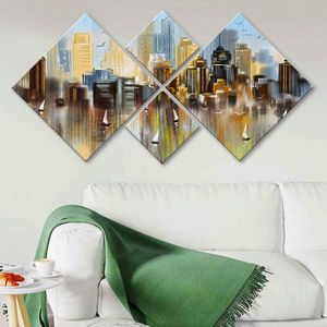 Set 4 tablouri decorative, 4MDF1723744372, MDF, Imprimat UV, Multicolor imagine