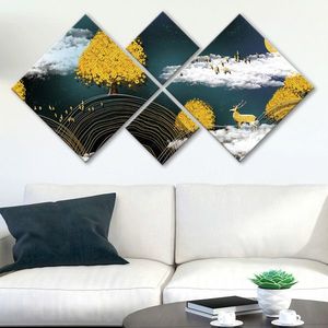Set 4 tablouri decorative, 4MDF1730819368, MDF, Imprimat UV, Multicolor imagine