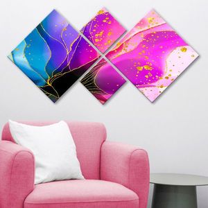 Set 4 tablouri decorative, 4MDF18445391743, MDF, Imprimat UV, Multicolor imagine