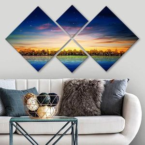 Set 4 tablouri decorative, 4MDF199335725, MDF, Imprimat UV, Multicolor imagine