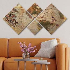 Set 4 tablouri decorative, 4MDF2023823, MDF, Imprimat UV, Multicolor imagine