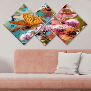 Set 4 tablouri decorative, 4MDF206635840, MDF, Imprimat UV, Multicolor imagine