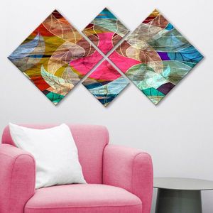 Set 4 tablouri decorative, 4MDF225299638, MDF, Imprimat UV, Multicolor imagine