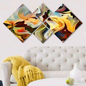 Set 4 tablouri decorative, 4MDF230711539, MDF, Imprimat UV, Multicolor imagine