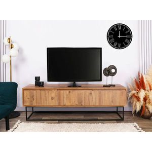 Comoda TV, Almaren, Lupin 140, 140x50x40 cm, PAL, Nuc / Negru imagine