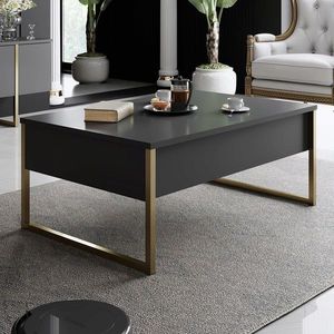 Masuta de cafea, Bexley, Luxe, 90x60x40 cm, PAL, Antracit / Aur imagine
