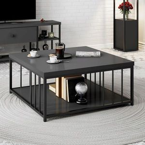 Masuta de cafea, Bexley, Zenn, 90x90x40 cm, PAL, Antracit / Negru imagine