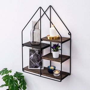 Raft de perete, Cerritos, Lilium, 100% LEMN DE MILID (grosime: 15 mm), Nuc negru imagine
