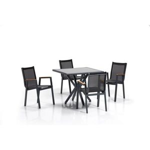 Set masa si scaune de gradina 5 piese, Clara, Samara 2, Aluminiu, Gri/Negru imagine