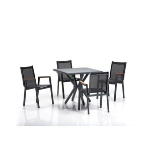 Set masa si scaune de gradina 5 piese, Clara, Samara 1, Aluminiu, Gri/Negru imagine