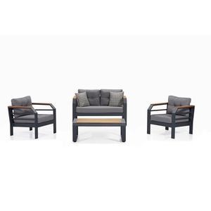Set mobilier de gradina, Clara, Assento 2+1+1+S, Cadru: 100% ALUMINIU, Gri/Negru imagine
