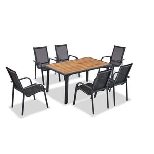 Set mobilier de gradina, Clara, Berlin, Cadru: 100% ALUMINIU, Antracit / Lemn imagine