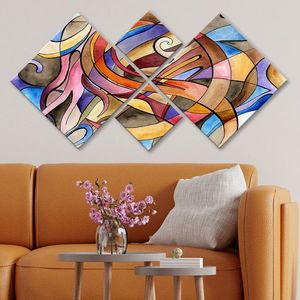 Set 4 tablouri decorative, 4MDF349797698, MDF, Imprimat UV, Multicolor imagine
