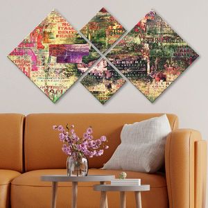 Set 4 tablouri decorative, 4MDF4178521, MDF, Imprimat UV, Multicolor imagine