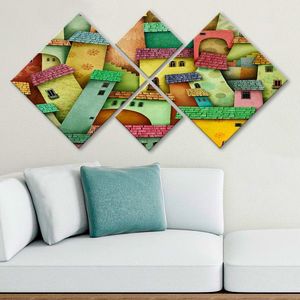 Set 4 tablouri decorative, 4MDF425657590, MDF, Imprimat UV, Multicolor imagine