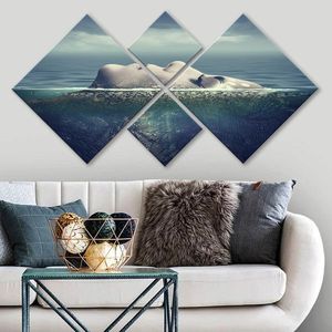 Set 4 tablouri decorative, 4MDF605807270, MDF, Imprimat UV, Multicolor imagine