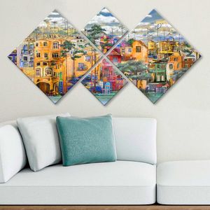 Set 4 tablouri decorative, 4MDF621739496, MDF, Imprimat UV, Multicolor imagine