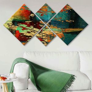 Set 4 tablouri decorative, 4MDF6520837, MDF, Imprimat UV, Multicolor imagine