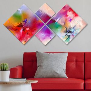 Set 4 tablouri decorative, 4MDF709131520, MDF, Imprimat UV, Multicolor imagine