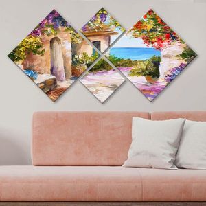 Set 4 tablouri decorative, 4MDF75470683, MDF, Imprimat UV, Multicolor imagine