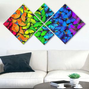 Set 4 tablouri decorative, 4MDF784675318, MDF, Imprimat UV, Multicolor imagine