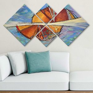 Set 4 tablouri decorative, 4MDF84964591, MDF, Imprimat UV, Multicolor imagine