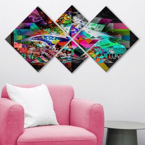 Set 4 tablouri decorative, 4MDF86755856, MDF, Imprimat UV, Multicolor imagine