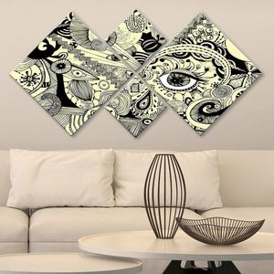 Set 4 tablouri decorative, 4MDF93541693, MDF, Imprimat UV, Multicolor imagine