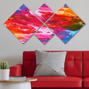 Set 4 tablouri decorative, 4MDF9757856, MDF, Imprimat UV, Multicolor imagine