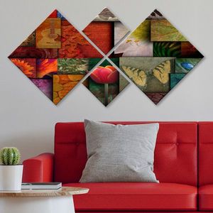 Set 4 tablouri decorative, 4MDF98312126, MDF, Imprimat UV, Multicolor imagine