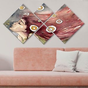 Set 4 tablouri decorative, 4MDF98584385, MDF, Imprimat UV, Multicolor imagine