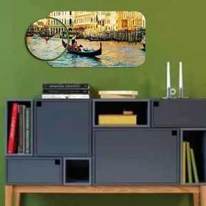 Set ceas si tablou decorativ, YMS-09, MDF , Dimensiune: 68 x 32 cm, Multicolor imagine