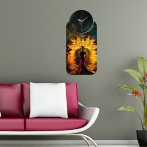 Set ceas si tablou decorativ, YMS-36, MDF , Dimensiune: 68 x 32 cm, Multicolor imagine