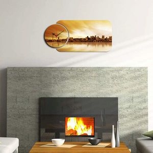 Set ceas si tablou decorativ, YMS-46, MDF , Dimensiune: 68 x 32 cm, Multicolor imagine