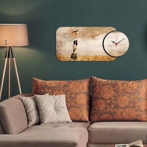 Set ceas si tablou decorativ, YMS-69, MDF , Dimensiune: 68 x 32 cm, Multicolor imagine