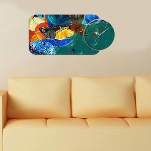 Set ceas si tablou decorativ, YMS-75, MDF , Dimensiune: 68 x 32 cm, Multicolor imagine