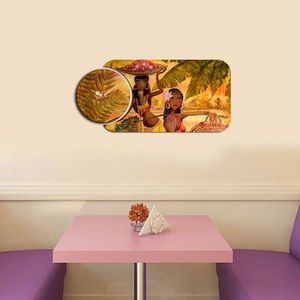 Set ceas si tablou decorativ, YMS-78, MDF , Dimensiune: 68 x 32 cm, Multicolor imagine