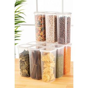 Set recipiente depozitare, Fremont, 964FRM5372, Plastic , Dimensiune: 10 x 10 x 24, 5 cm/ 1750 ml (12 bucăți), Alb imagine